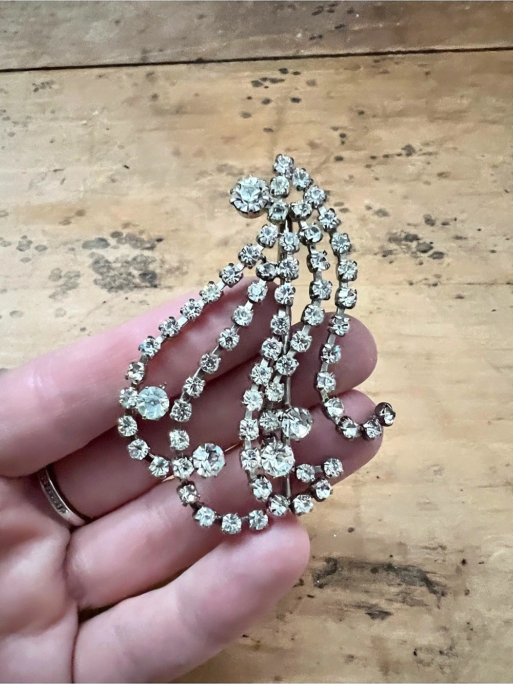 Vintage Rhinestone Cascade Hair Pin – Mid-Century Statement Jewelry
